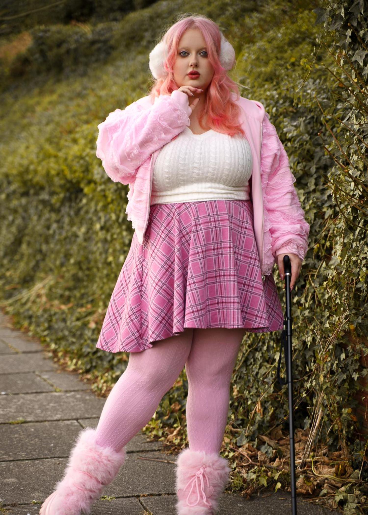 Grannies Cable Knit Wool Tights - Piglet (V2)