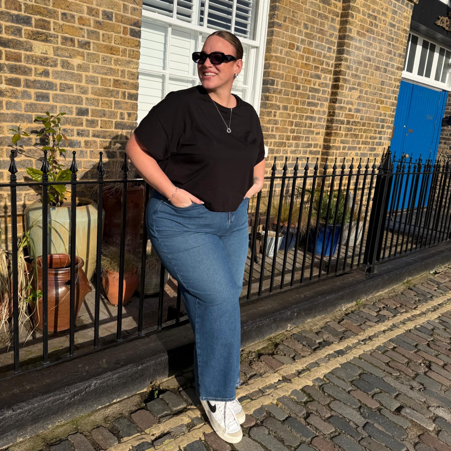 Organic Cotton PJ Boxy Tee - Plain Black