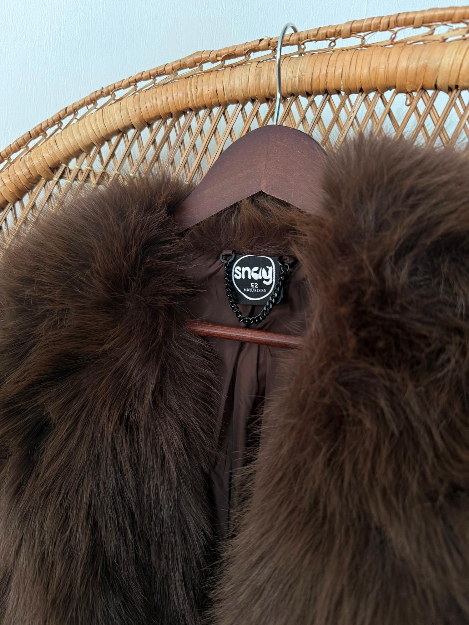 Fur Lined Aviator Jacket - Brown