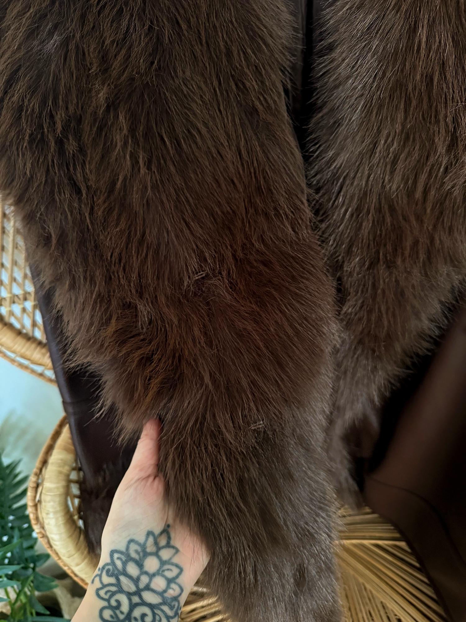 Fur Lined Aviator Jacket - Brown