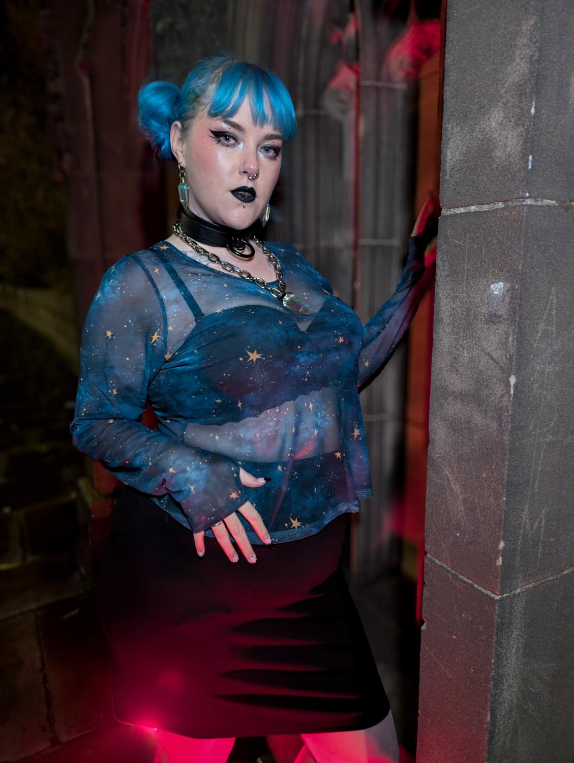 Mesh Top - Nebula - Blue / Gold