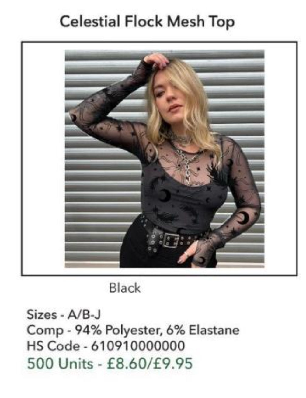 Celestial Flock Mesh Top - Black