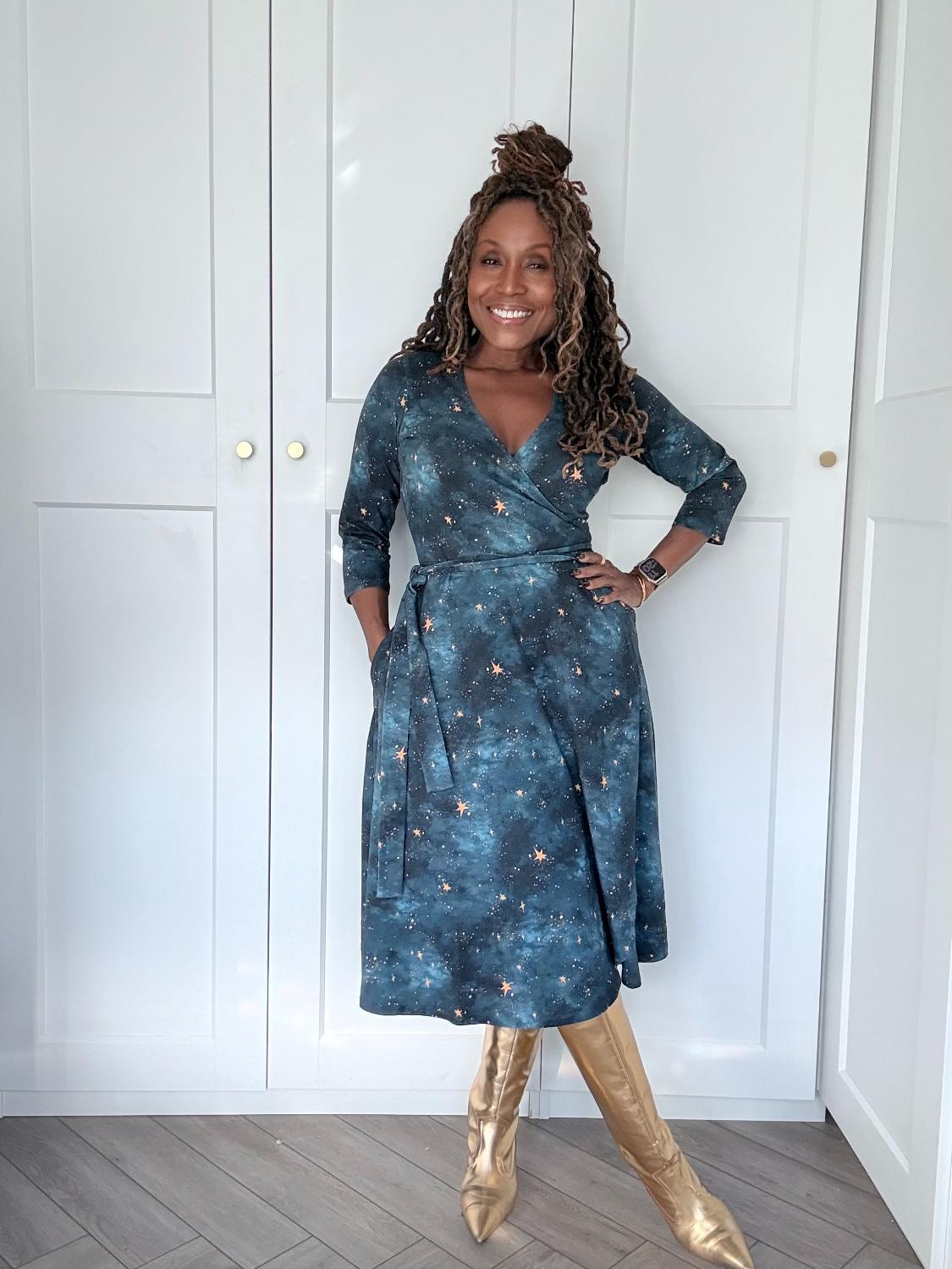 Wrap Around Dress - Nebula - Blue / Gold