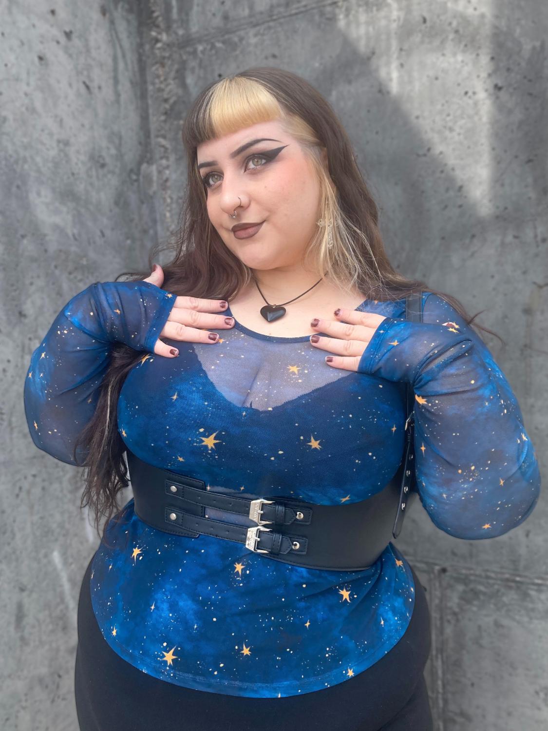 Mesh Top - Nebula - Blue / Gold