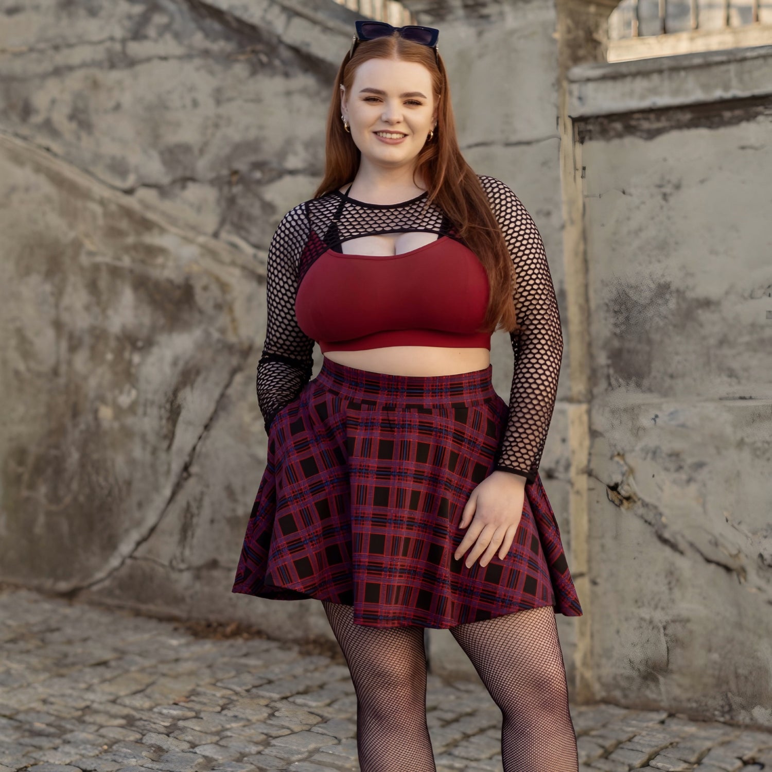 Plaid Mini-Flare Skirt - Ember