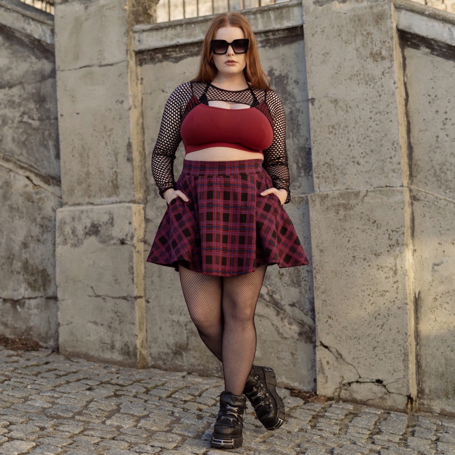Plaid Mini-Flare Skirt - Ember