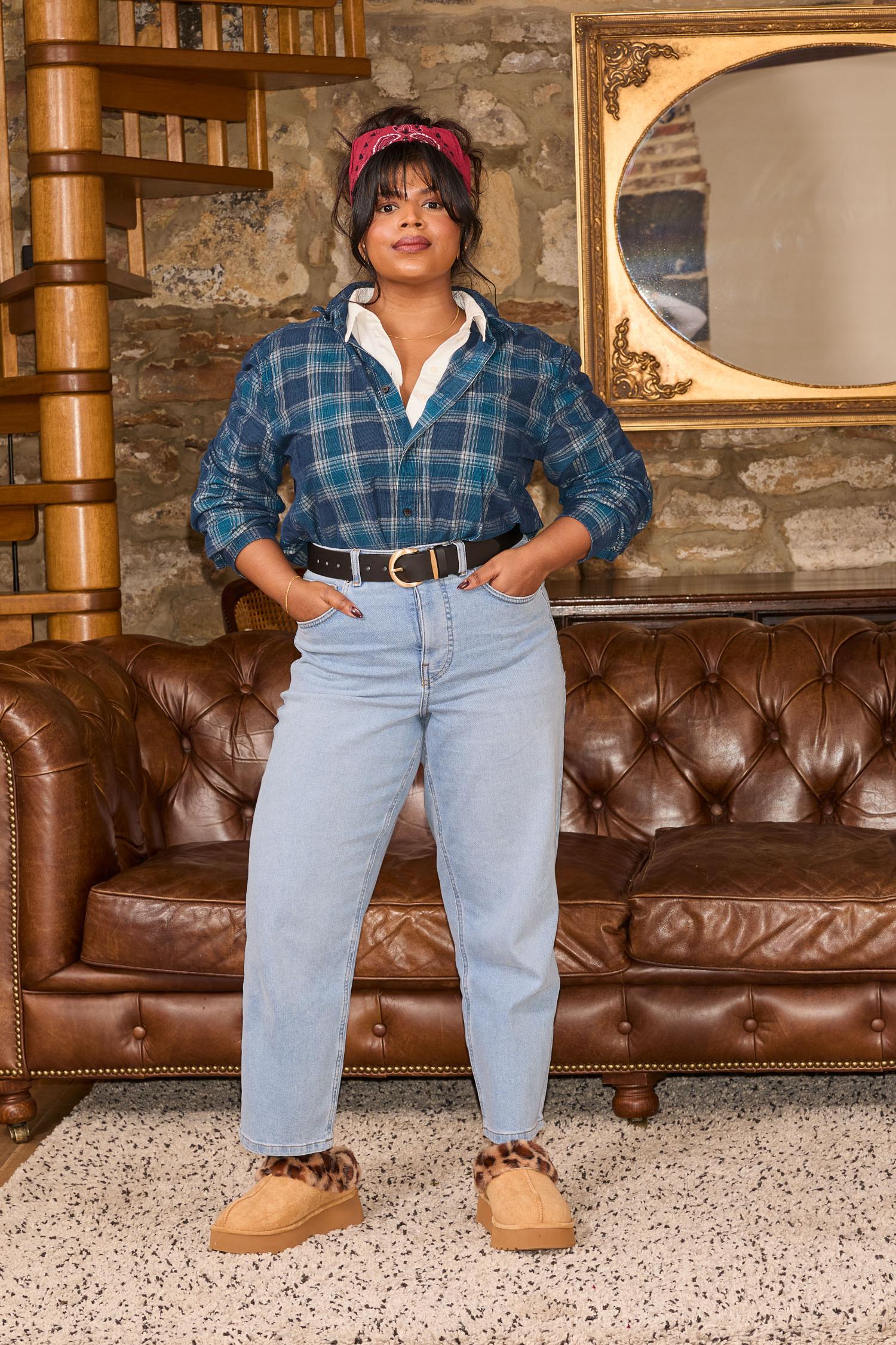 Organic Mom Jeans - Aegean