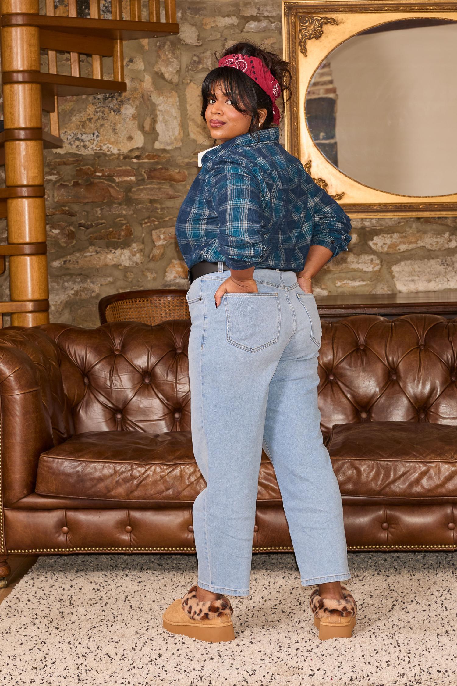 Organic Mom Jeans - Aegean