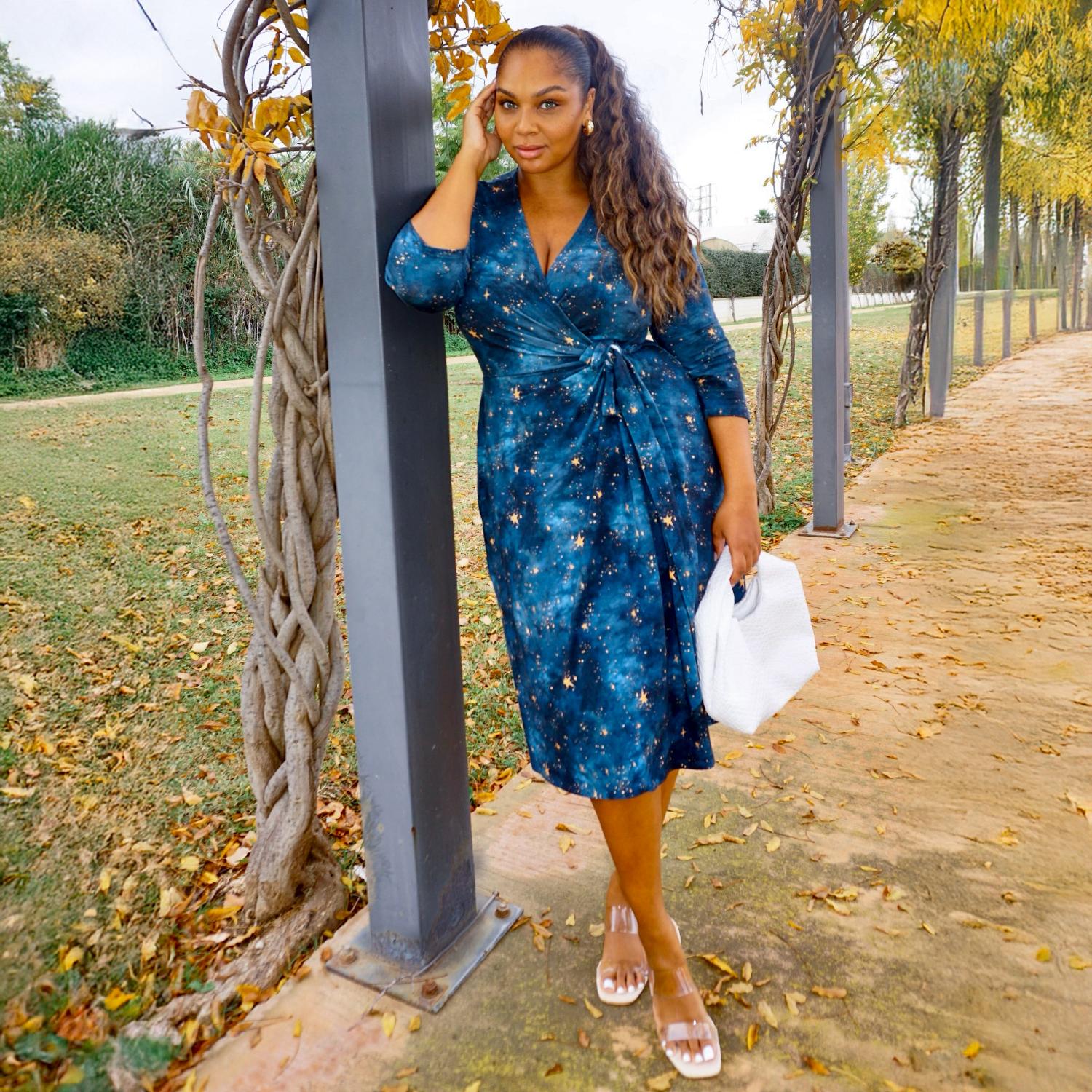 Wrap Around Dress - Nebula - Blue / Gold