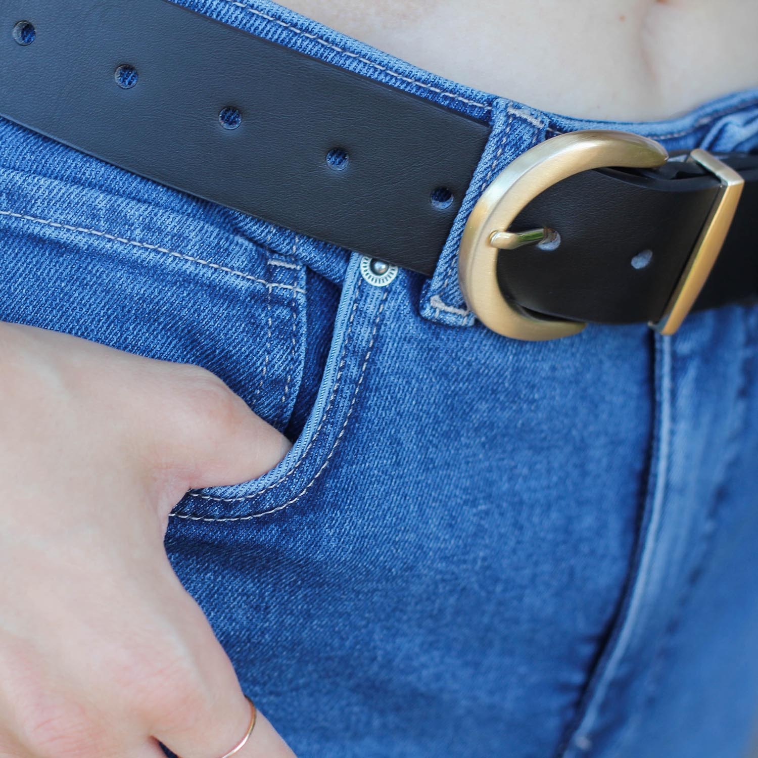 Vegan Leather Waist Belt - Gold