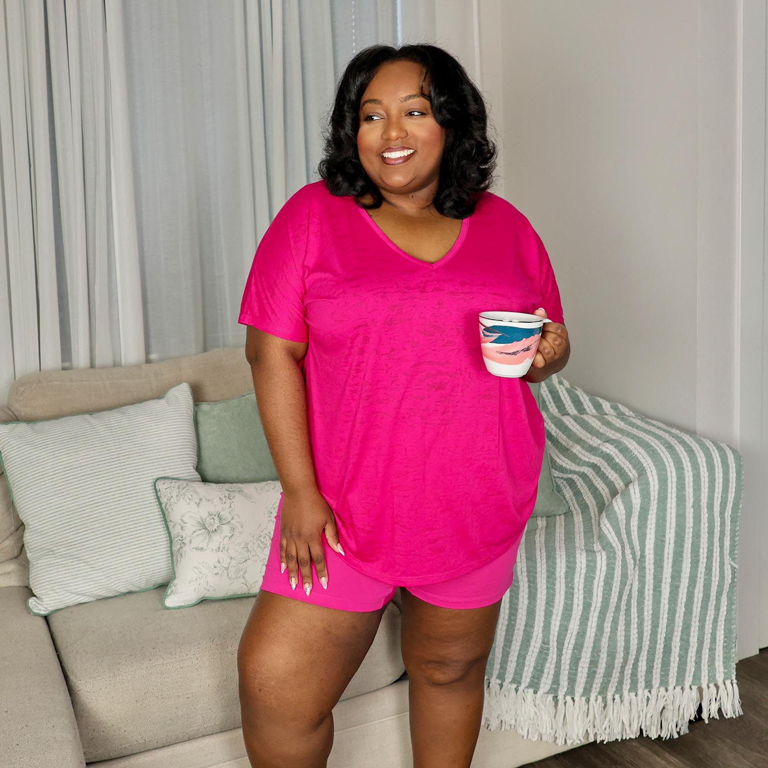 Burnout Sleep T-Shirt & Shorts Bundle in Barbara