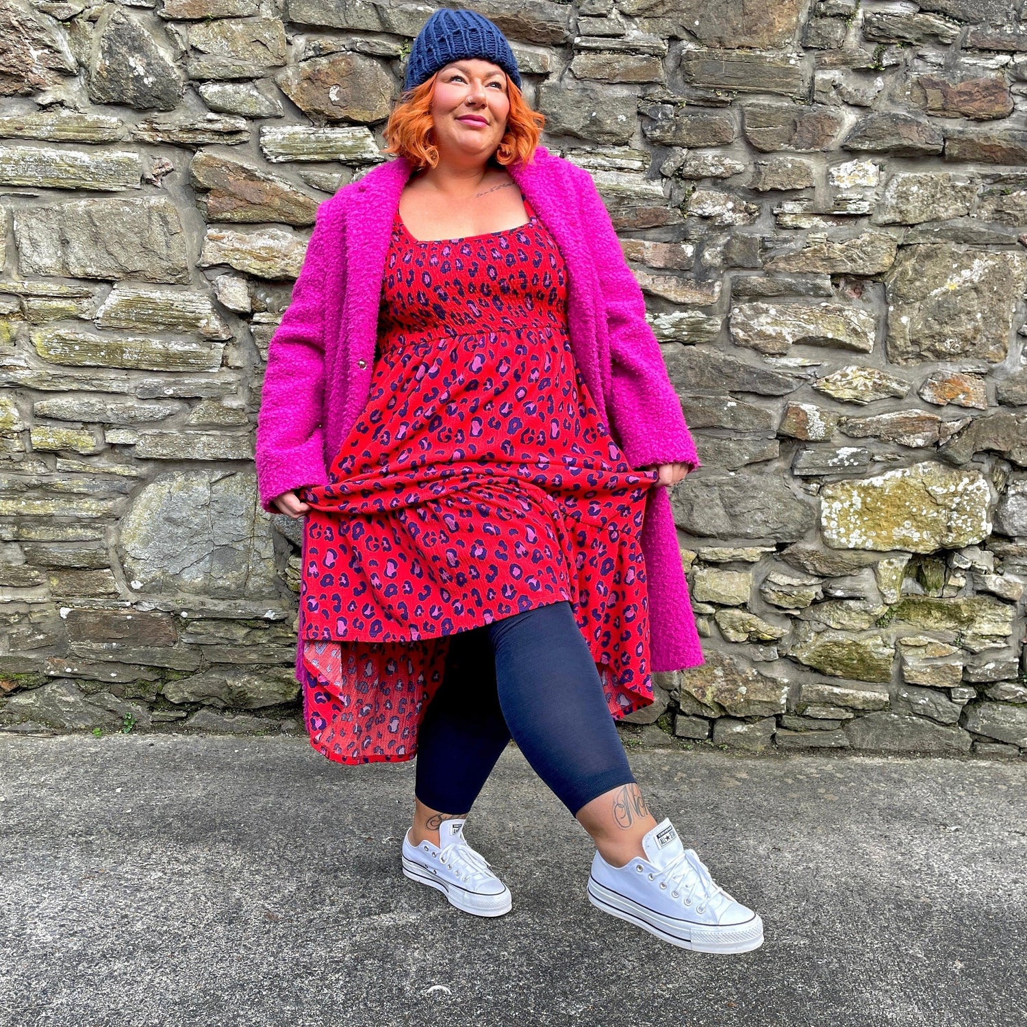 Merino Wool Footless Tights - Royal Navy - Snag