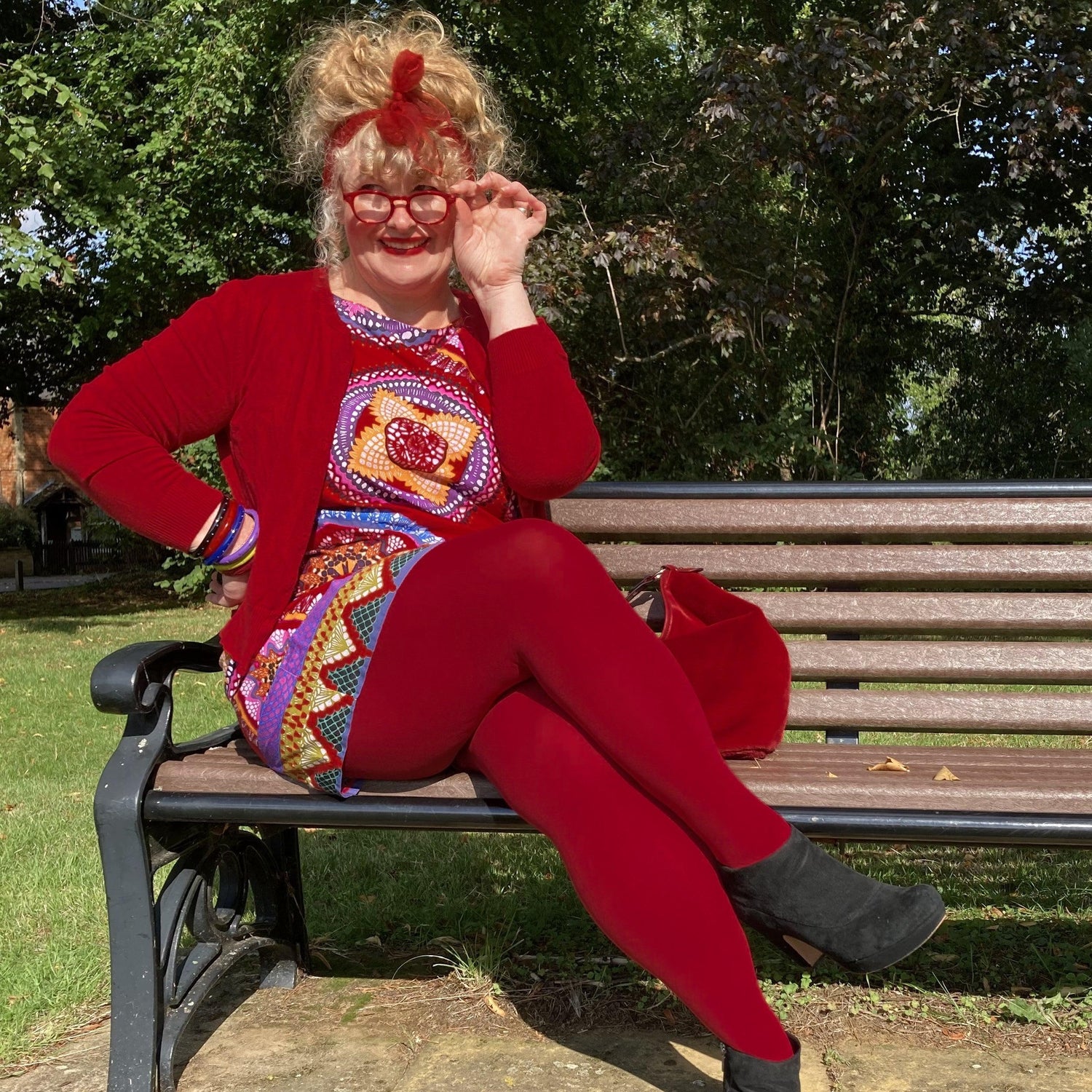 120 Denier Tights - Blood Red - Snag