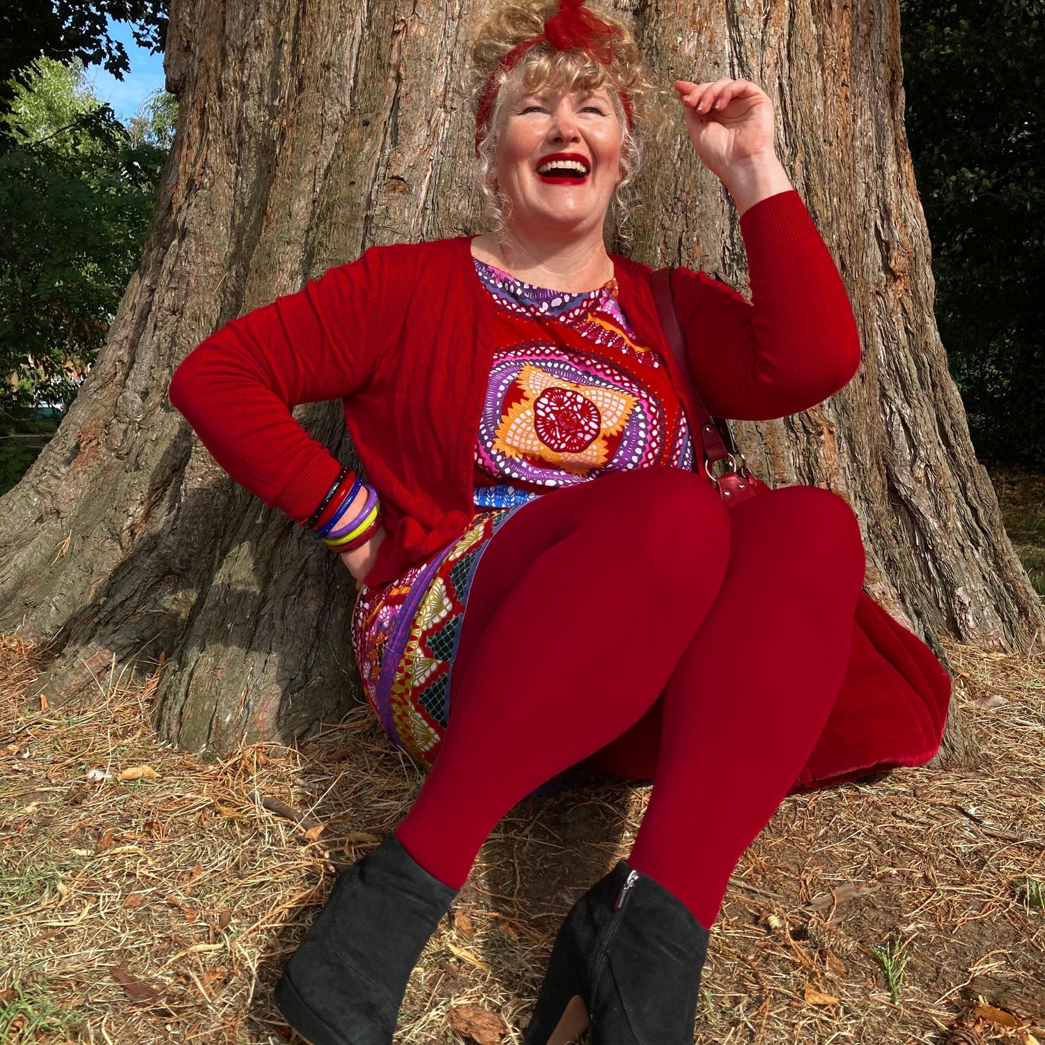 120 Denier Tights - Blood Red - Snag