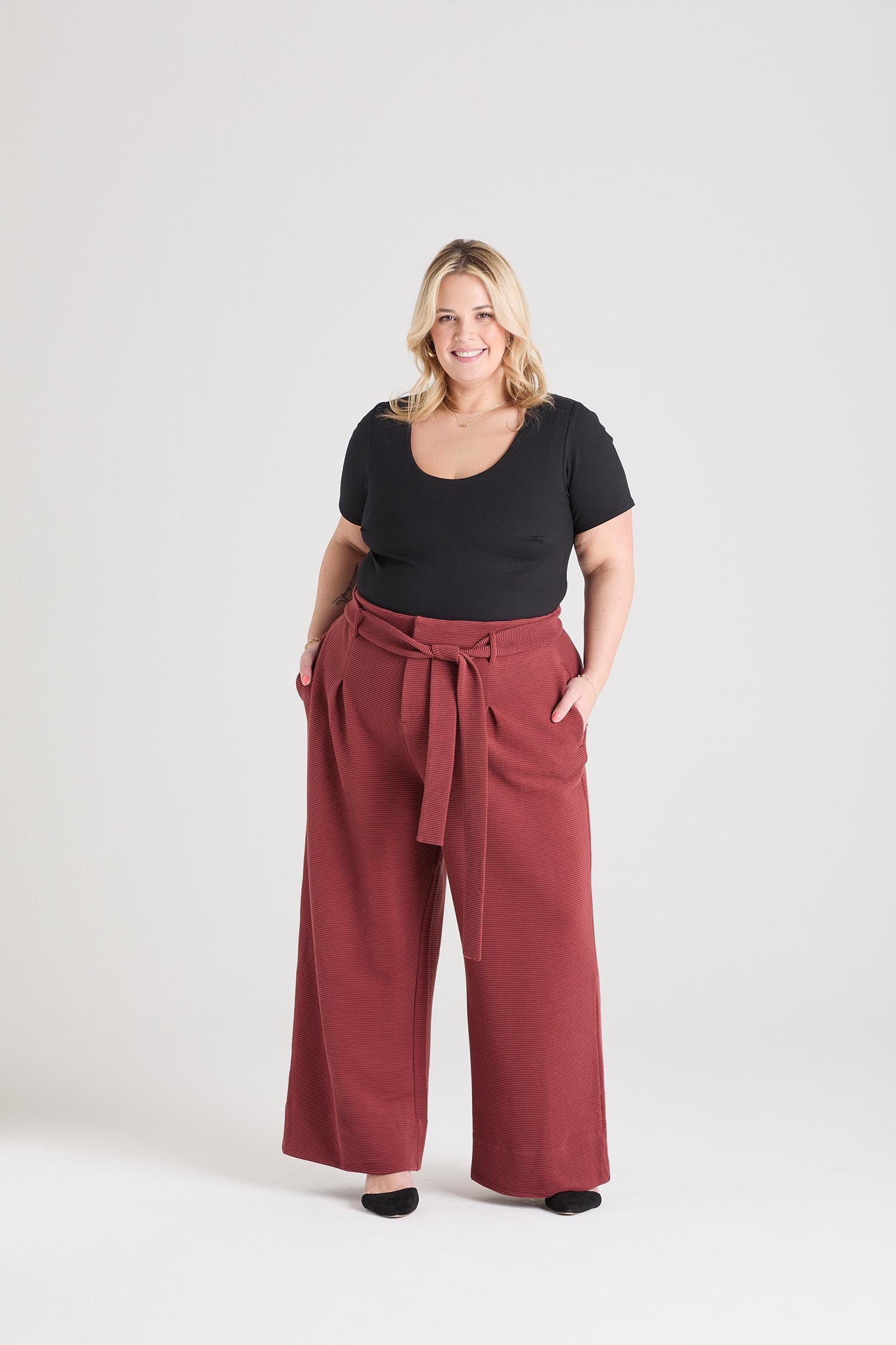 Ottoman Wide Leg Tailored Trousers - Cinnamon