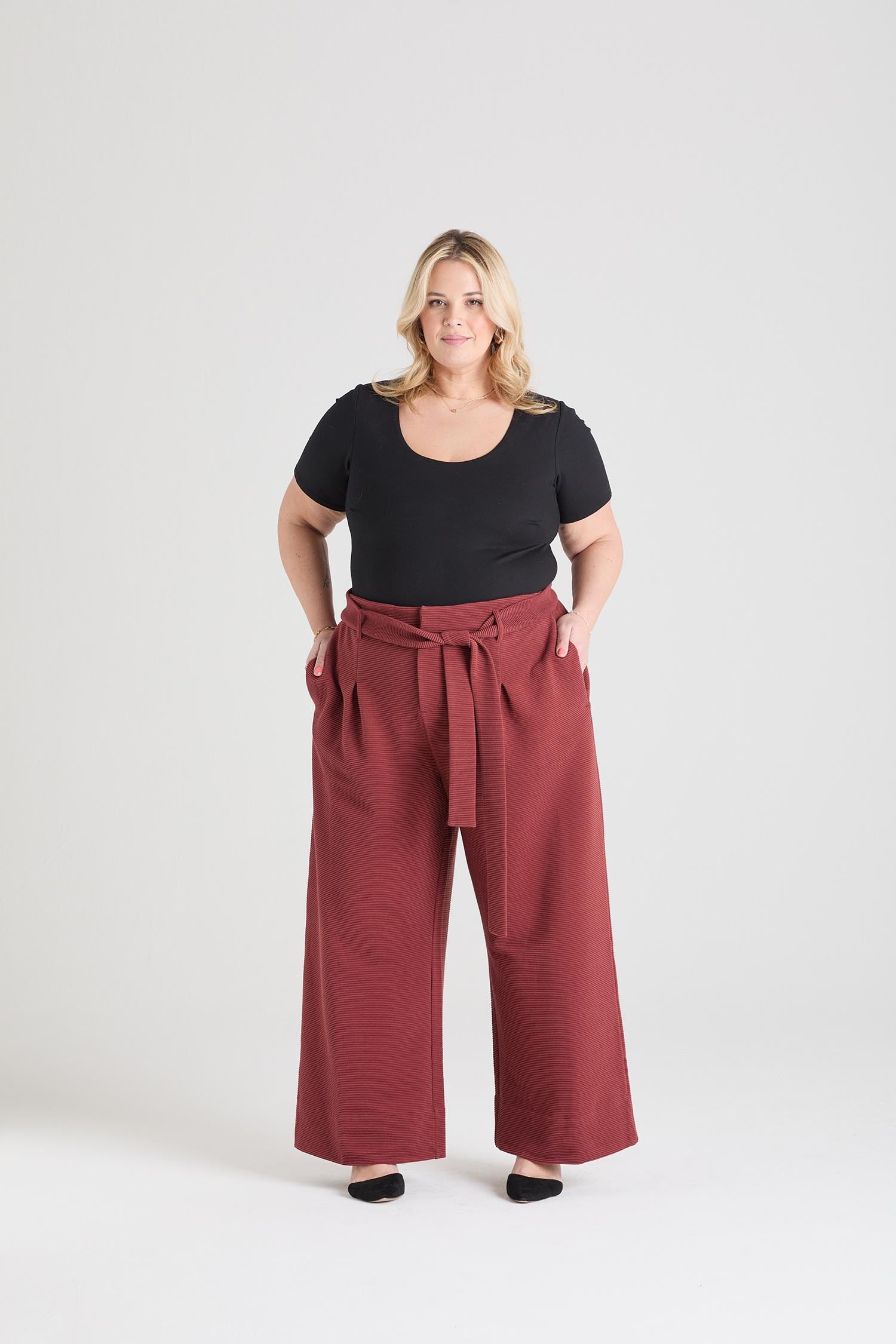 Ottoman Wide Leg Tailored Trousers - Cinnamon