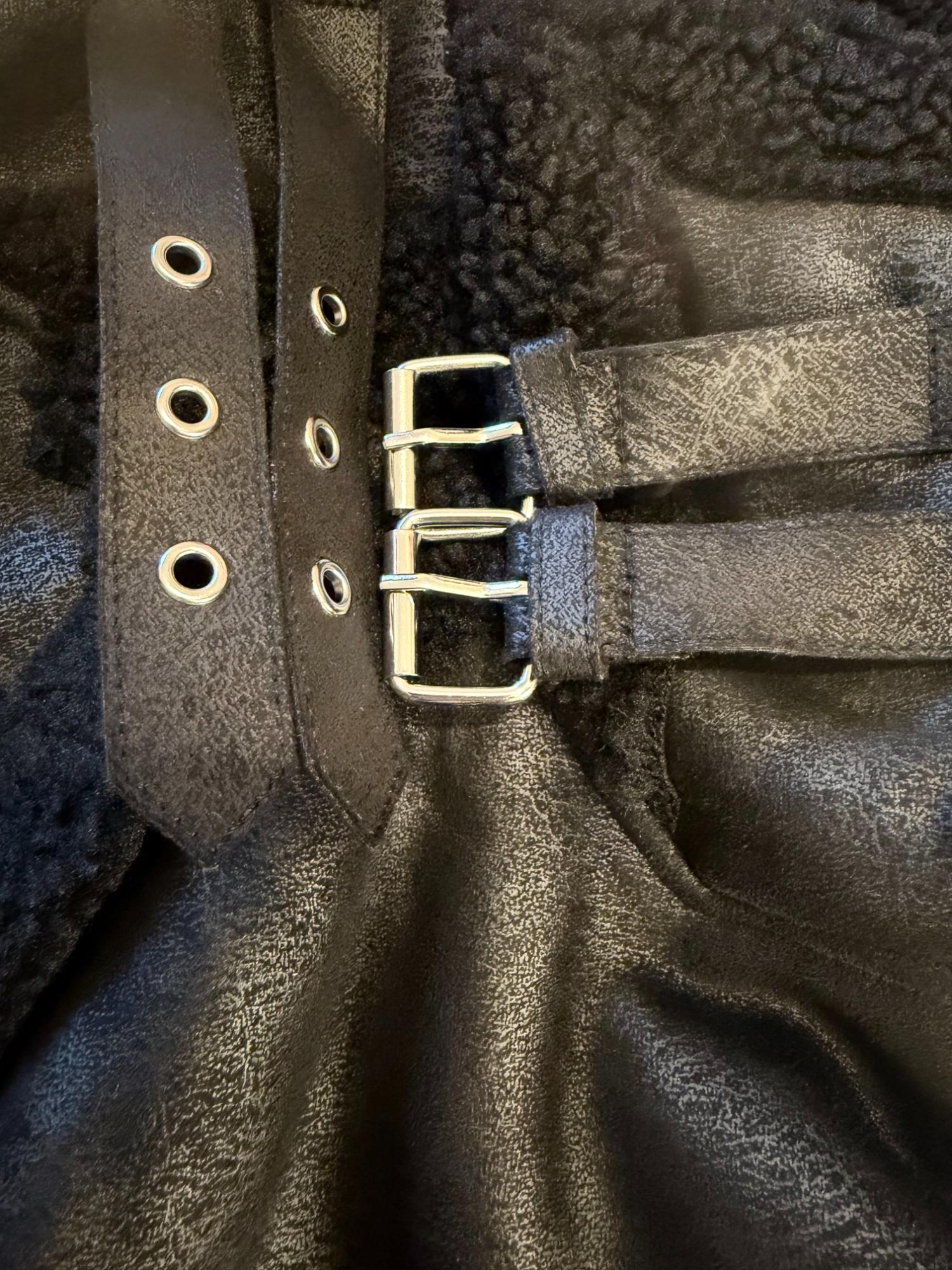 Cropped Borg Aviator Jacket - Black