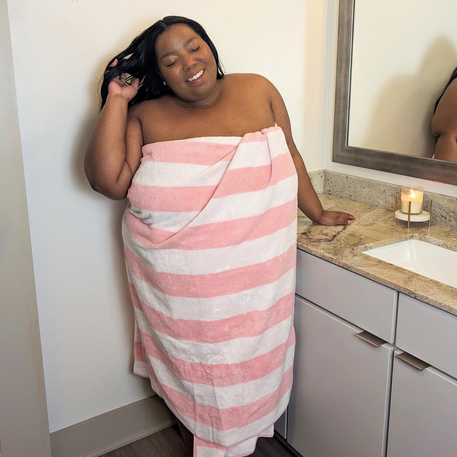 Big Softee Towel - Palm Springs - Pink/White