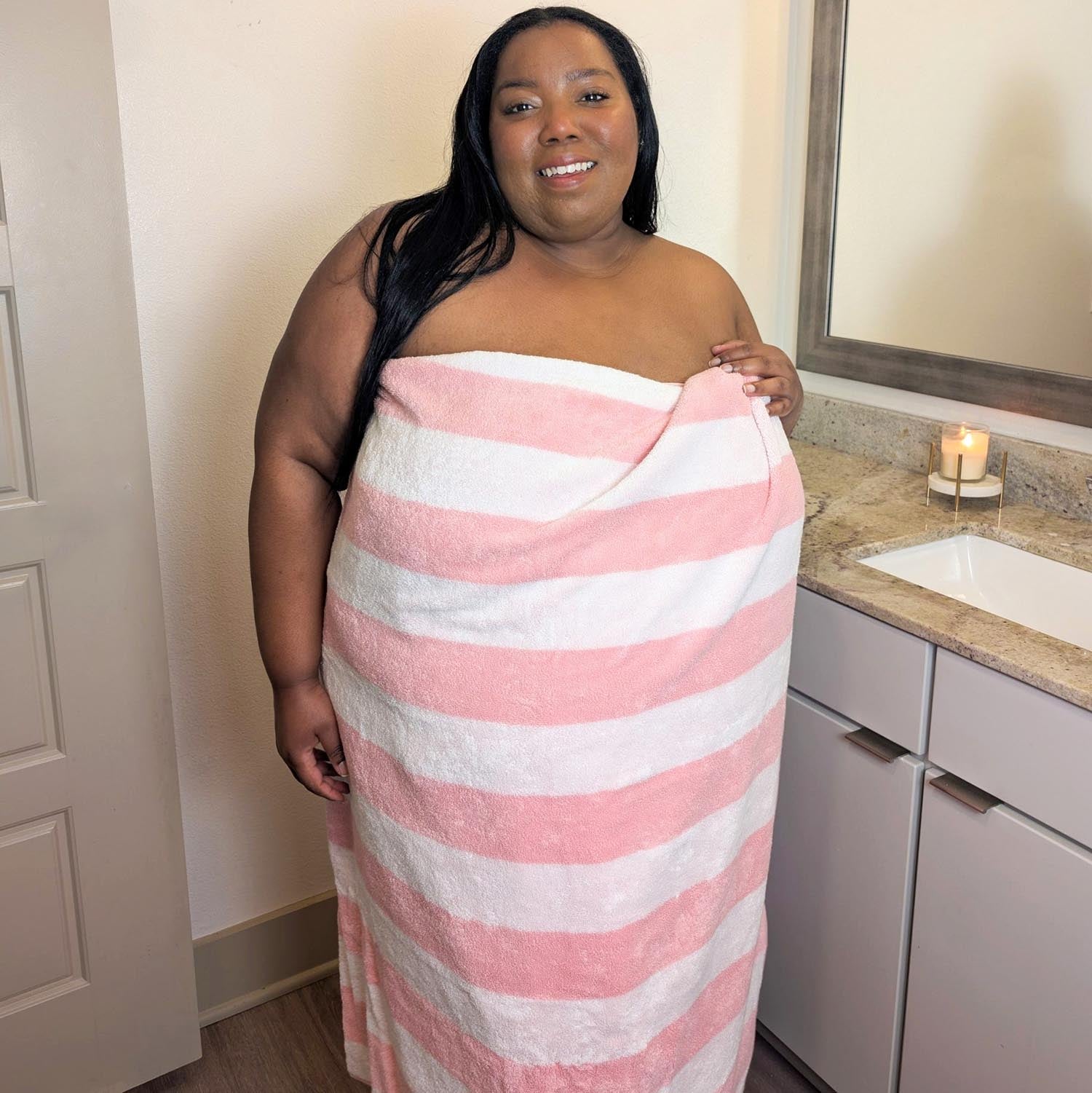 Big Softee Towel - Palm Springs - Pink/White