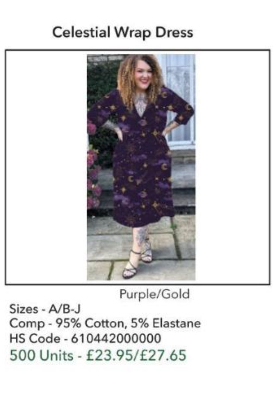 Celestial Wrap Dress  - Purple / Gold