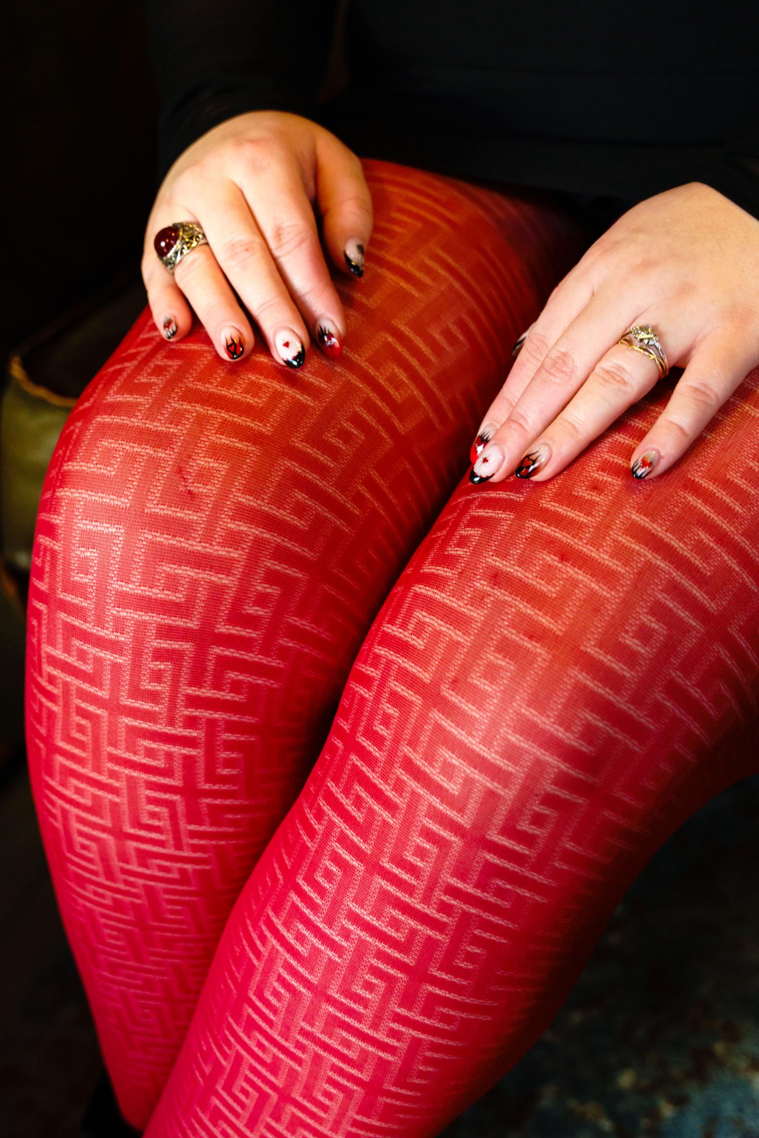 Fishnet Tights - Traditional in Red