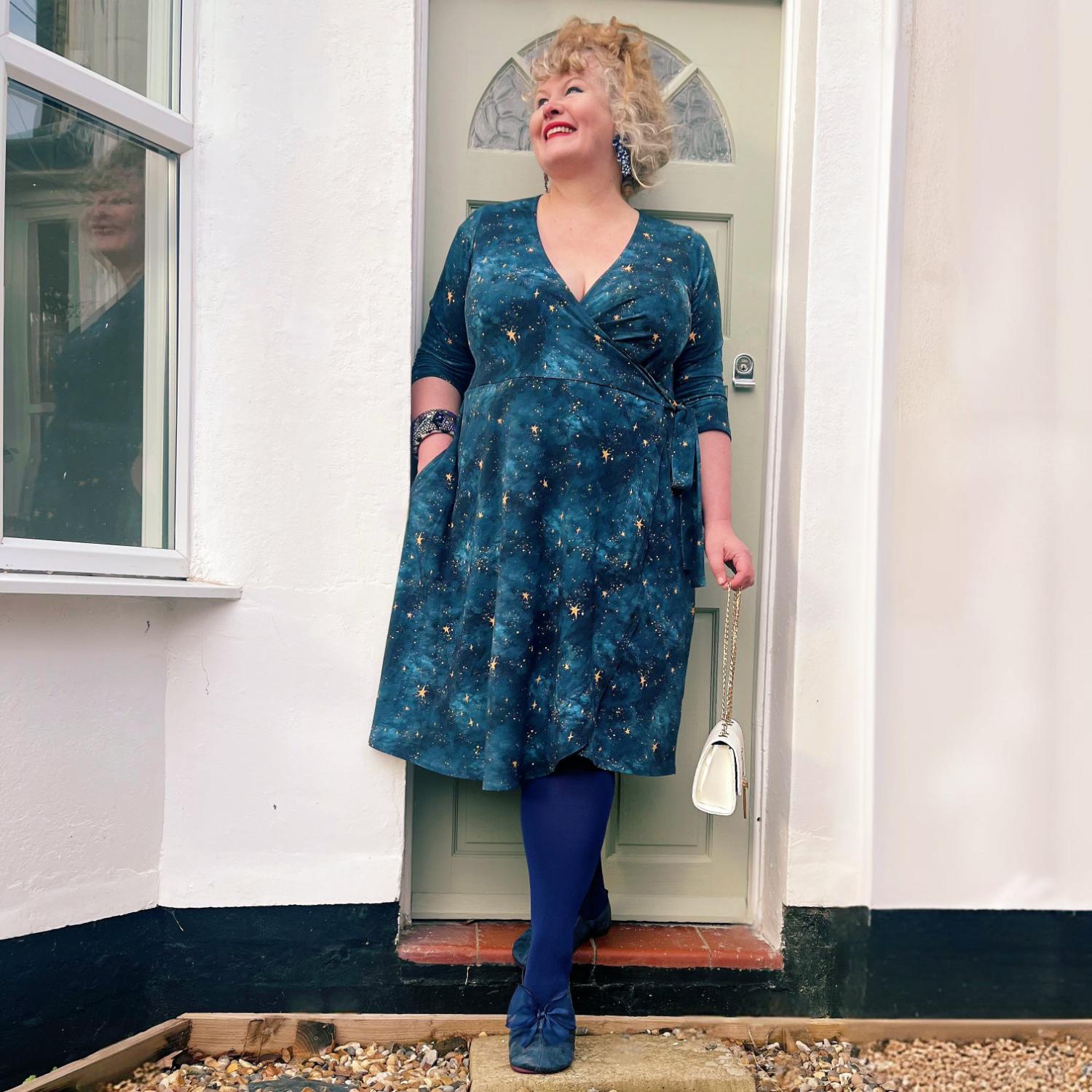 Wrap Around Dress  - Nebula - Blue / Gold