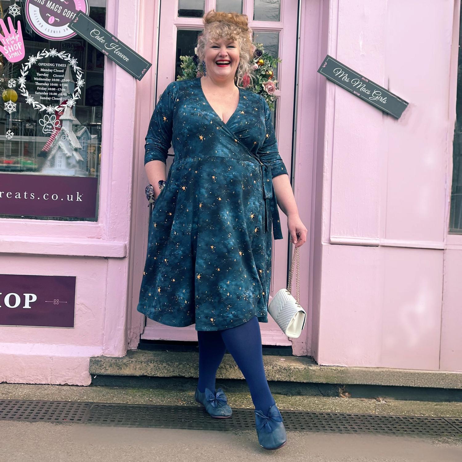 Wrap Around Dress  - Nebula - Blue / Gold