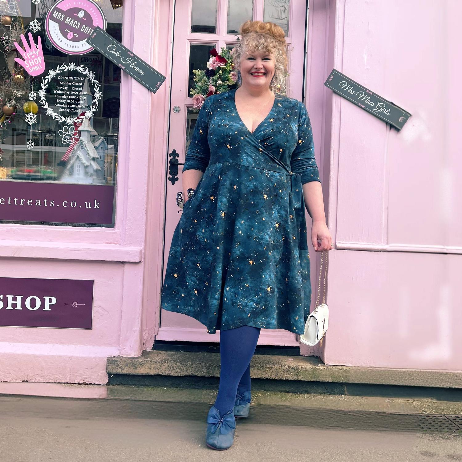 Wrap Around Dress  - Nebula - Blue / Gold