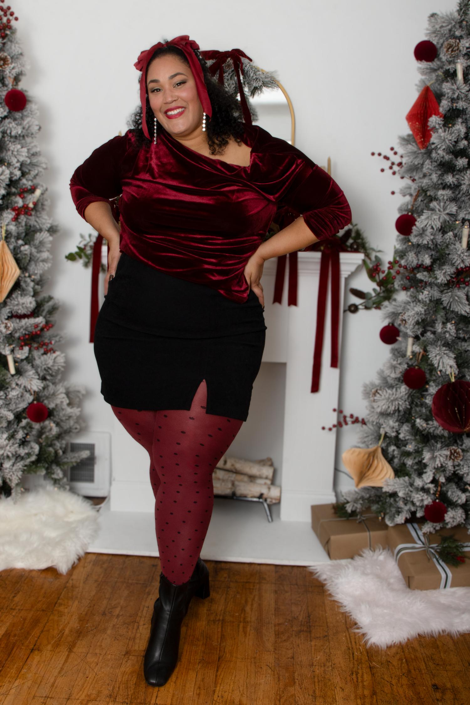 80 Denier Opaque Tights - Cherry Dot