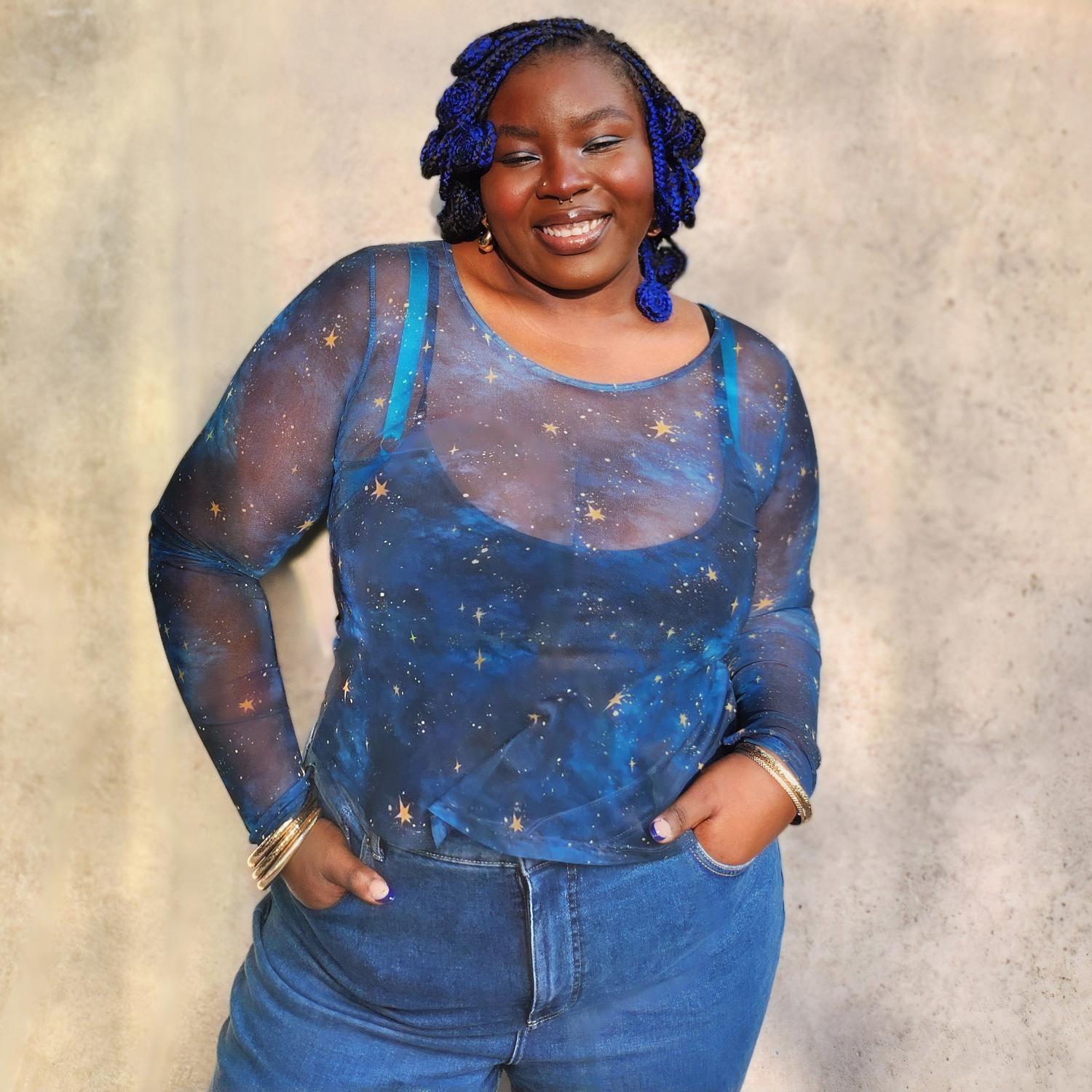 Mesh Top - Nebula - Blue / Gold