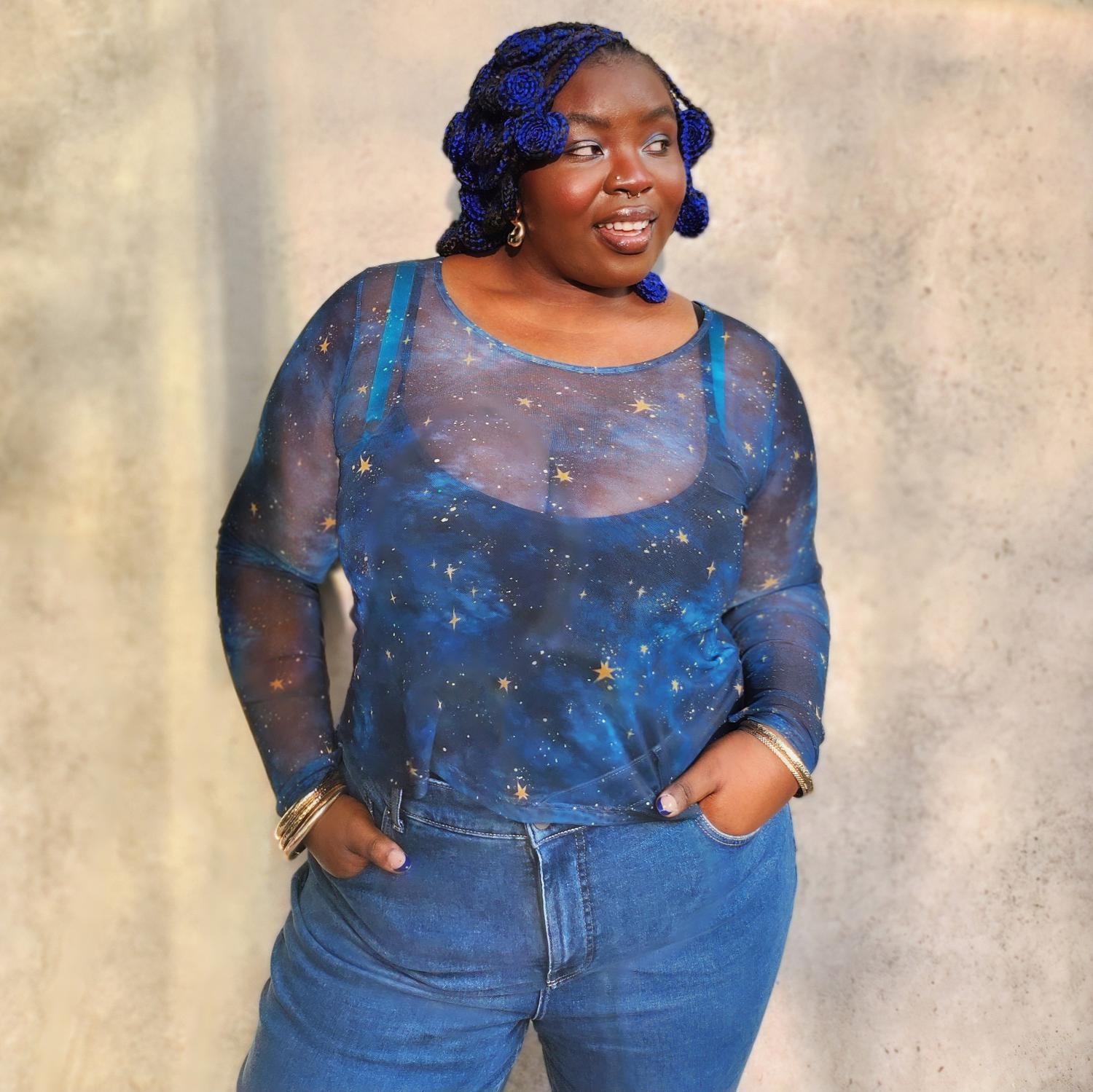 Mesh Top - Nebula - Blue / Gold