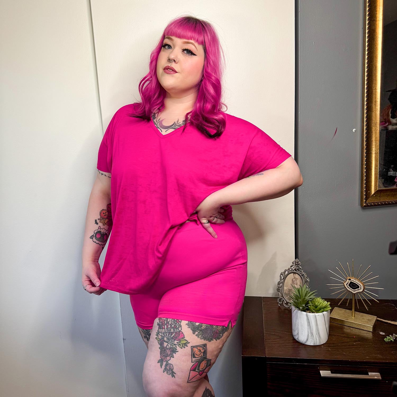 Burnout Sleep T-Shirt & Shorts Bundle in Barbara