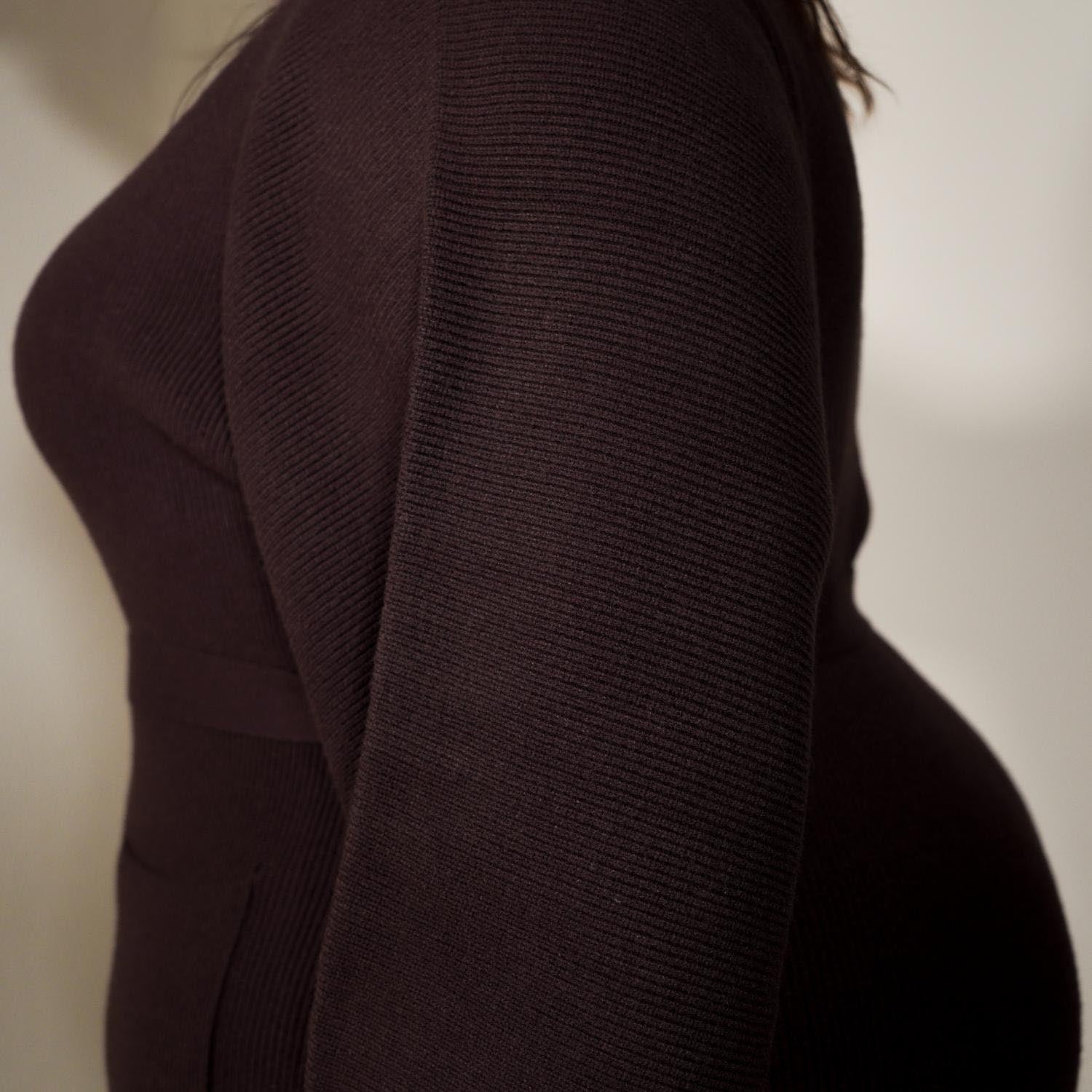 Midi Knitted Cocoon Dress - Hot Chocolate