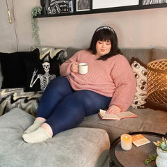 Merino Wool Footless Tights - Royal Navy - Snag