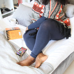 Merino Wool Footless Tights - Royal Navy - Snag