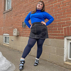 Merino Wool Footless Tights - Royal Navy - Snag