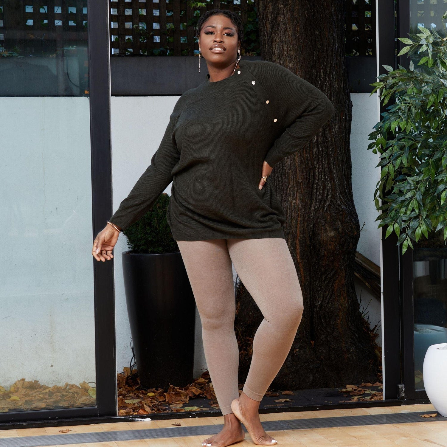 Merino Wool Footless Tights - Sand Dollar - Snag