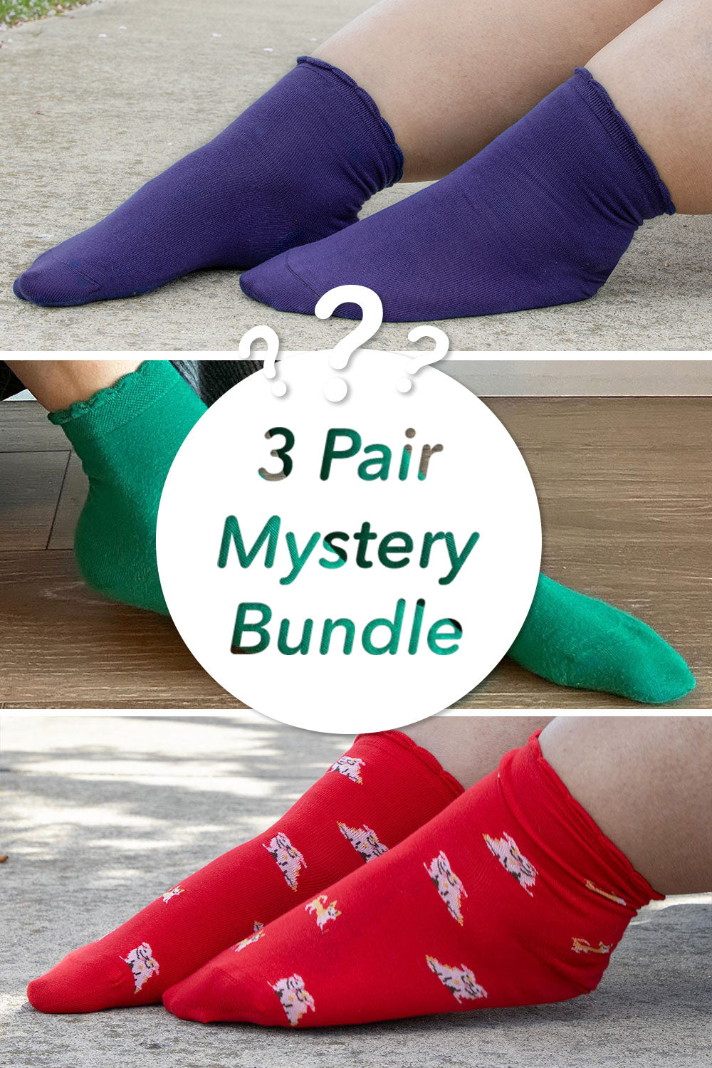 Bamboo Ankle Socks - 3 Pair Mystery Bundle